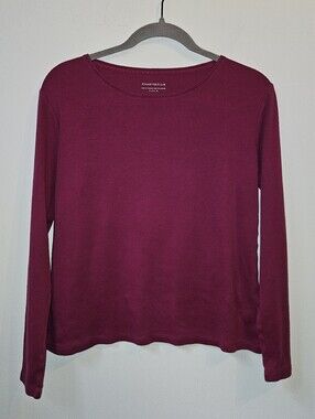Charter Club Fuxia Long Sleeve Tee 100% Pima Cotton Medium Casual Athleisure